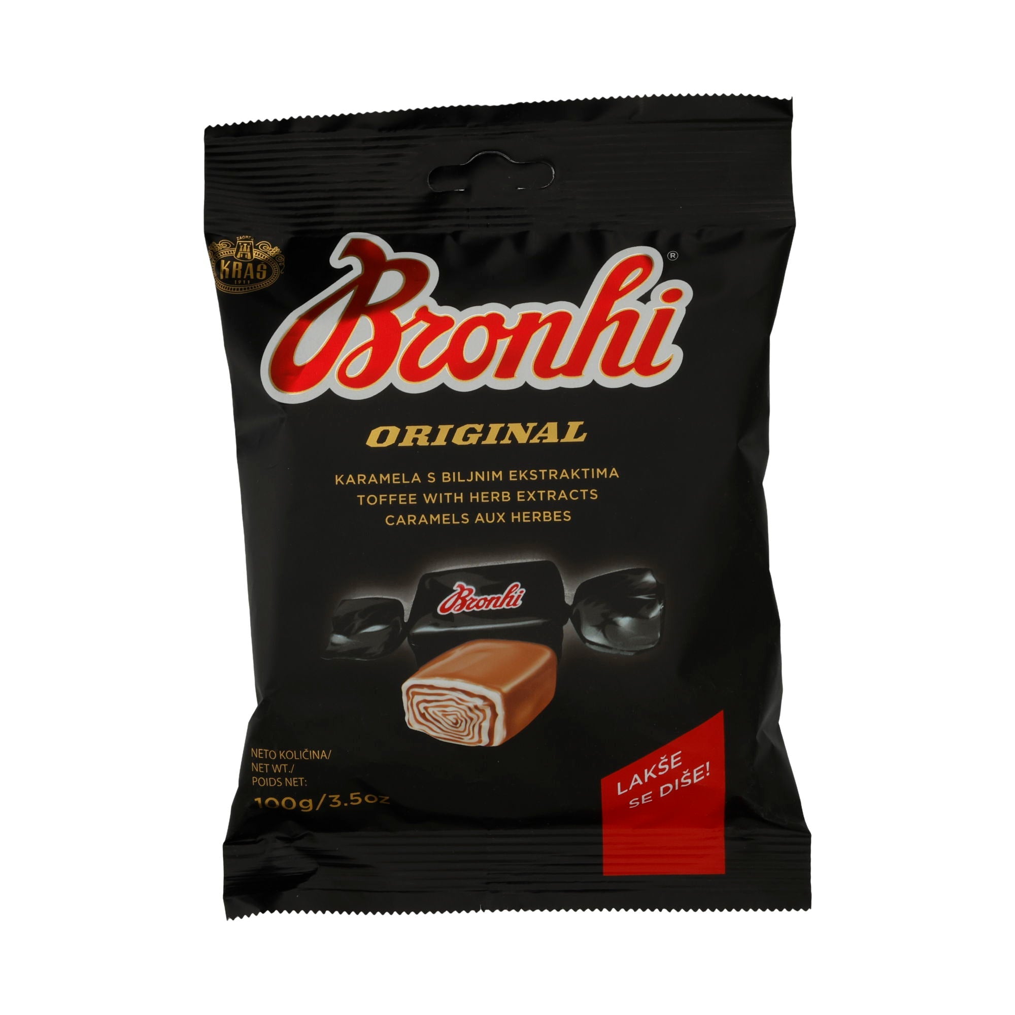 Kräuter-Toffees Bronhi Original | Wohltuender Genuss | Mit Kräuterextrakten | 100 g KRAS